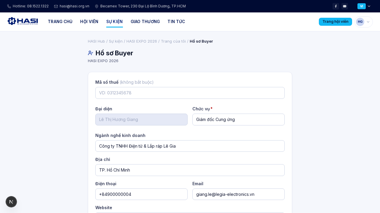 Mở hồ sơ Buyer